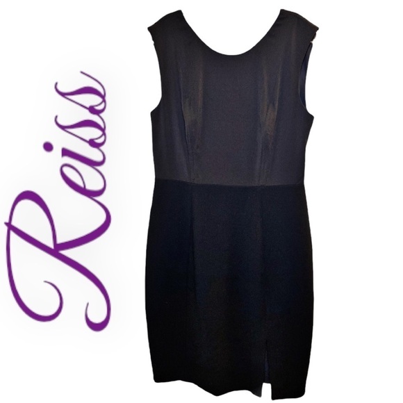 REISS Beech Black V-Back Sleeveless Sheath Dress, Size 10 - Picture 2 of 10